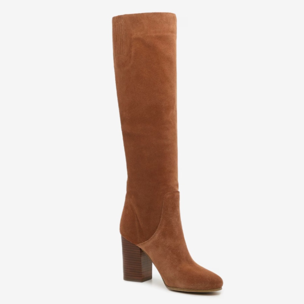 Michael Michael Kors Flaw sz 8M Luggage Brown Leigh Suede Tall Boot New with Box